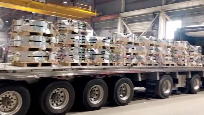 Aluminum bundles strapped on a Fission multi axle